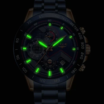 LIGE 2020 Нова мода мъжки часовник с корпус от неръждаема стомана топ марка луксозни спортен хронограф кварцов часовник мъжки Relogio Masculino