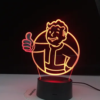 Играта Fallout Shelter Logo 3D Led Night Light for Kids украса на детски спални хладно събитие лека нощ цветна Usb настолна лампа