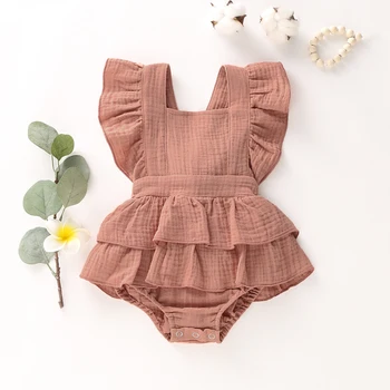 AA 2020 Girls Summer Clothing Сладко Бебе Baby Girl Bodysuits Solid без гръб гащеризон екипировки памук новородено пристрастие дрехи
