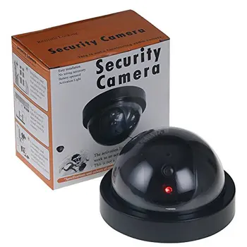 Фалшива камера безжична имитация за видеонаблюдение на открито и закрито манекен куполна камера с мигаща червена led Начало сигурност
