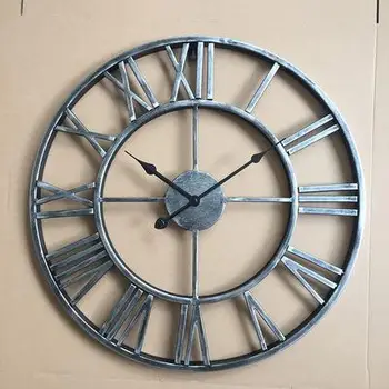 3D голям ретро черно желязо арт кухи стенен часовник с модерен дизайн римски цифри начало декор голям часовник на стената безшумен кварц
