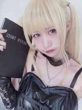 Аниме Death Note cosplay Миша Amane изкуствена кожа Секси Tube Върховете дантела Dress Uniform оборудване, перуки cosplay Хелоуин костюми