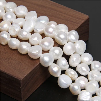 Бяла Овална Strand перли естествени сладководни перли, мъниста с различни размери евтини перлени мъниста за бижута направи си САМ гривна колие обици