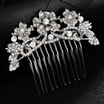 Сватбени гребени за коса сватбена прическа цвете Crystal за жени на булката прическа аксесоари FS32