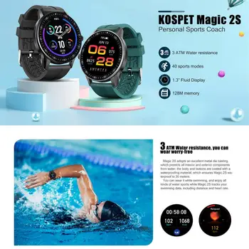 Kospet Magic 2S Smart Watch Мъже, Жени Bluetooth ръчни часовници сензорен екран, водоустойчив умни часовници за Ios и Android ръчен часовник 2020