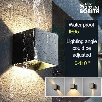 Вътрешно и външно осветление водоустойчива IP65 квадратни/кръгли led стенни лампи регулируем ъгъл на светлината алуминиев стенен лампа Led
