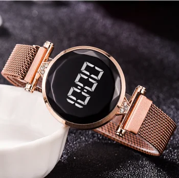 Tendencia de mujer 2020 Lady ' s засмукване iron каишка спортни часовници, електронни часовници мода цифров дисплей женски магнитни часовници
