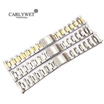CARLYWET 19 20mm Top Grade Silver Gold Brushed 316L Solid Stainless Steel Watch Band каишка каишка гривни за Rolex Oyster Seiko