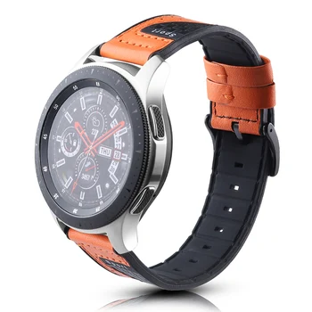 22 мм спортна дишаща кожа+силикон каишка за Samsung Galaxy Watch Band 3 45 mm/46 мм/S3 мек маншет за Huawei GT 2 /Pro