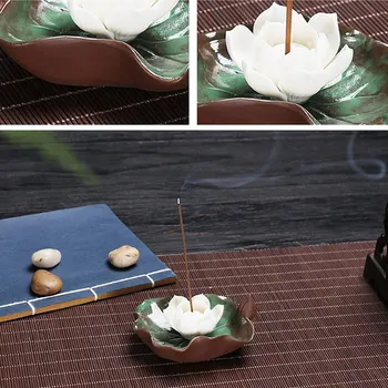 Прости керамични тамян горелки за тамян Буда нож притежателя на тамян кадилница нож лодка цветя форма на притежателя на тамян, за да украсят дома