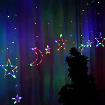 220 водоустойчив led ред светлина пентаграм Звезда завеса светлини Фея Сватба, рожден Ден, Коледа осветление закрит украса на светлина