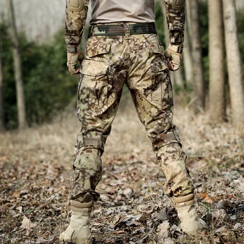 HANWILD Man тактически лов армия военна камуфляжная форма на бойни панталони обучение коленете износостойкая риза + панталон S19