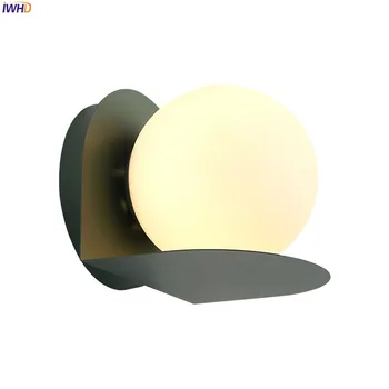 IWHD пъстър стъклен глобус огледало за баня, осветителни тела Nordic Modern Wall Lamp апликация Murale лампа осветление Wandlamp