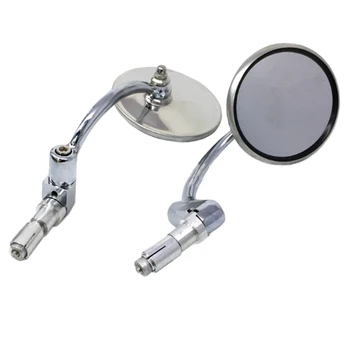 2 елемента мотоциклет кръгло огледало за обратно виждане дръжка от неръждаема стомана страничното огледало на вътрешния диаметър на волана над 17 мм