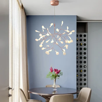 Artpad Nordic Hanging Living Room Chandelier Modern Kitchen Светулка Lamp Rose Gold/Black Branch Round Chandelier Lighting