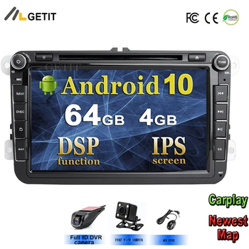 DSP IPS автомобилен мултимедиен плеър с Android на 10 GPS 2 Din Car Radio Audio авточасти за VW/Volkswagen/POLO/PASSAT/Golf 8 ядра ram 4G 64G