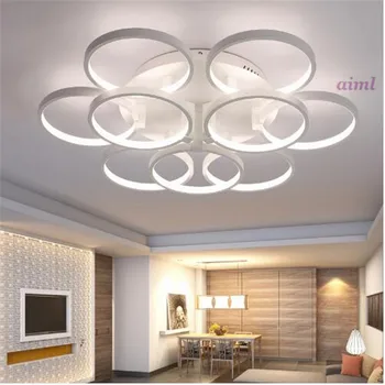 Високо качество на модерно пристигане кръг пръстени дизайнер led таван осветление лампа за дневна спалня дистанционно управление на тавана лампа