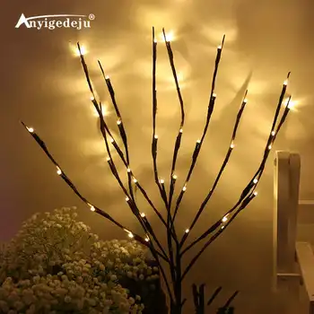 20 LED лампи Willow Branch Светлини лампа с естествена висока ваза пълнител Ивовая осветена клонка на клонка коледни сватбени декоративни светлини
