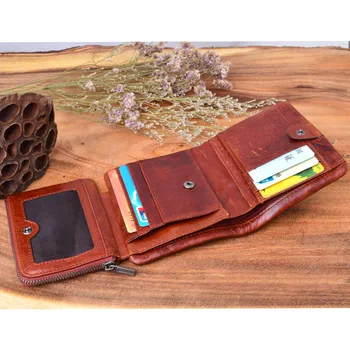 EUMOAN Retro models New собственоръчно original men ' s wallet мъжки първия слой масло, восък на кожата мъжки портфейл