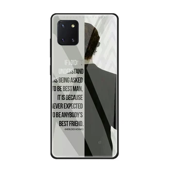 221B Шерлок Холмс Samsung Galaxy A51 A71 A81 S20 Ultra Plus от закалено стъкло TPU черен калъф