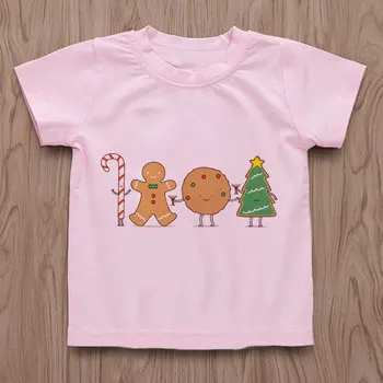 Kawaii Boys Коледа Shirt градинска облекло Тениски за деца новост Момиче Върховете Gingerbread Tree T Shirt For Girls Vogue О-образно деколте унисекс