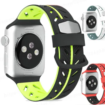 Спортен силиконов ремък за apple watch strap 6 SE 5 4 3 2 40 мм 44 мм 42 38 умни часовници гривна за iWatch Series 6 5 4