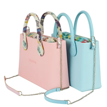 Tanqu huntfun квадратна чанта с цветни дръжки наплечная верига цветни вложки водоустойчив Obag стила на жените o чанта на Ева, каучук