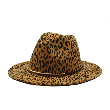 дамски зимни шапки леопардовые катарами на колана зимните шапки на жените и мъжете фетровая фетровая шапка с широка периферия ежедневни реколта бели джаз шапки мека мъжка шапка, мъжки шапки