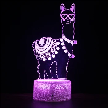 Перу национално съкровище голям Альпакка LED 3D лека нощ митични същества акрилни светлини от нощни лампи, бебешки подаръци за бебето