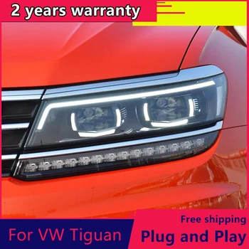 KOWELL Car Styling for VW Tiguan Headlights 2017 New Tiguan LED Far LED DRL Bi Xenon Lens Far High Low Beam Parking