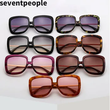 2020 Модни Големи Слънчеви Очила Дамски Квадратни Луксозни Маркови Дизайнерски Правоъгълни Слънчеви Очила С Дебела Рамка Слънчеви Очила Ретро Реколта