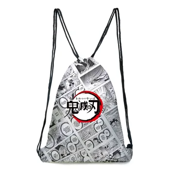 Аниме Demon Slayer: Kimetsu no Yaiba Women Backpack Men Multi Ежедневни Travel Backpack Schoolbag for Тийнейджърката Boys Mochila 2pcs