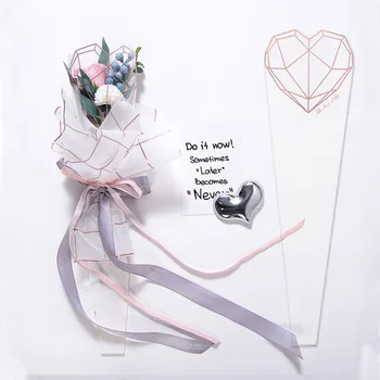Нов 20pcs ромбовидная формата на едно цвете чанта букет амбалажна хартия пластмаса Opp чанта розата е цветето на опаковъчен материал Сватбен декор