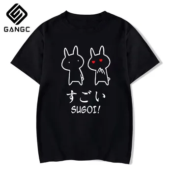 Baka Rabbit T-shirt Women Summer Black TShirt Harajuku Streetwear Мъжки Clothe Аниме Cotton Shirt Japanese Friend Couple T Shirt