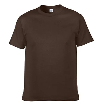 T76-105C Brand New Cotton Women 's Men' S T-shirt Solid Short-sleeve O-neck Dark brown Top Tee Тениски