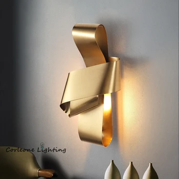 2020 Nordic луксозни стенни лампи модерна златна лента стенни лампи за спалня хол стенни стенен декор led осветителни тела