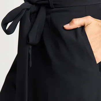 Дамски модни панталони Широките панталони с колан на глезена дължина на панталони жени Капри свободни ежедневни панталони S-XL кафяв черен