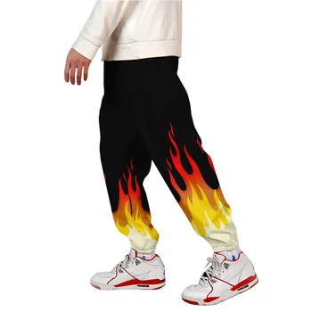2020 New 3D Print Red and yellow flame Sweatpants Women/Men Fitness Joggers Spring High Street Аниме Pants Fashion Sweatpant