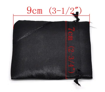 DoreenBeads 50 бр. черен сатен сватбен подарък чанти и чанти, бижута, чанти високо качество лента за опаковане чанта 9x7cm / 10x8cm, търговия на Едро