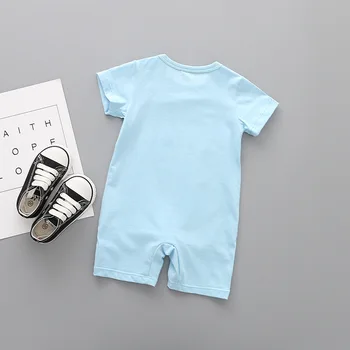 2018 ново бебе гащеризон новороденото дънкови печат момче летни дрехи сладък карикатура на печатни плъзгачи облекло 1-3-6-9-12-18M