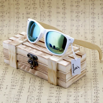 BOBO BIRD истински истински бамбук дърво поляризирани слънчеви очила в дървени подарък кутии за коледното дропшиппинг гравиране конфигуриран