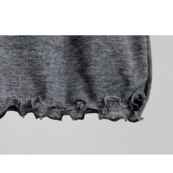 Тънък високо качество на обикновена тениска жени памук еластичен основните тениски дамски ежедневни блузи с дълъг ръкав Секси тънка тениска see through
