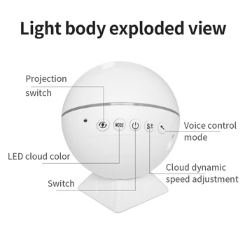 USB кабел LED гласов контрол, мини сферична лазерен лъч Воден модел Проекционная лампа на нощното небе осветление, орнаменти 2020 нов