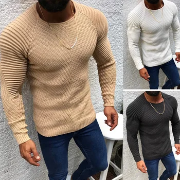 2021 нов Есен Зима пуловер пуловери За мъже-образно деколте и плътен цвят с дълъг ръкав трико тънък мъжки пуловер дръпна мъжки дрехи MY279