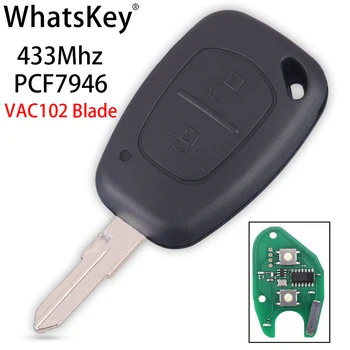 WhatsKey 5pcs 2 Button Car remote Key за Renault Trafic 2 Master Виваро Movano Kangoo ID46 PCF7946 Чип 433Mhz Uncut NE73 blade