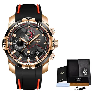 2020 LIGE спортни часовници мъжете са топ марка за луксозни силикон хронограф с каишка, кварцов мъжки часовник водоустойчив часовник Relogio Masculino + Box