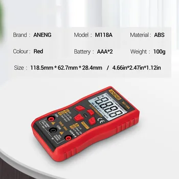 1Pcs Auto Mmultimetro True Rms Tranistor Meter with NCV Data Hold 6000counts фенерче ANENG M118A Mini Digital Multimeter Test