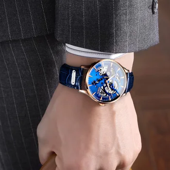 NESUN Watch Часовник Skeleton Watch автоматични механични луксозни най-маркови швейцарски Мъжки водоустойчив бизнес кухи ръчен часовник