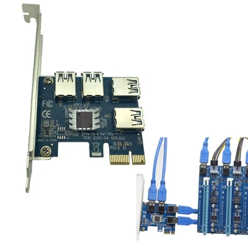 PCI-E PCI Express Card Expand Card Board PCIE 1 to 4 USB 3.0 Adapter 1x to 4-port 16x Adapter Странично Card for Bitcoin БТК Mining