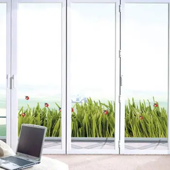 Антиадгезионная прозорец фолио стъклена стикер дълъг бърз DIYEasily да премахнете травленый GrassLadybug украса за дома